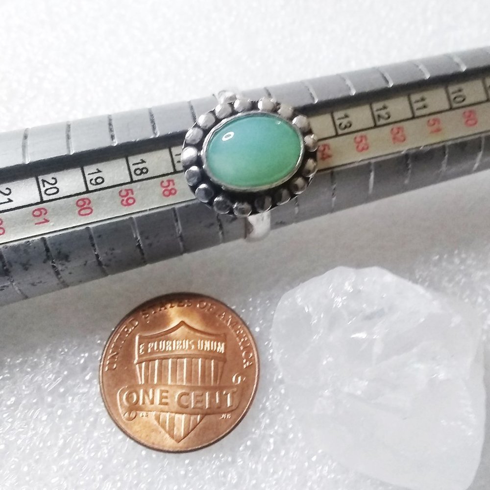 Feminine Chrysoprase Ring Sz 7.75 - Love & Prosperity! Heart Chakra! Abundance! - Picture 5 of 7